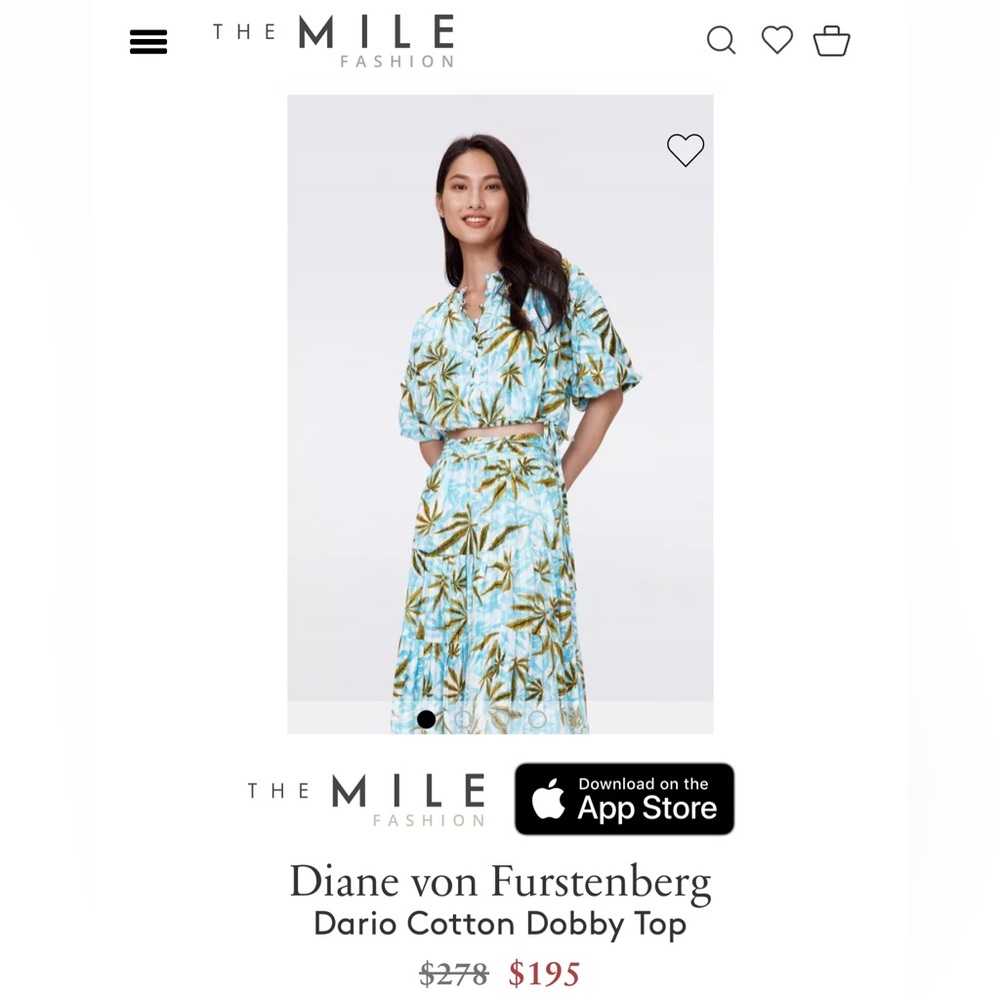 NWT Diane von Furstenberg Dario Cotton Dobby Top